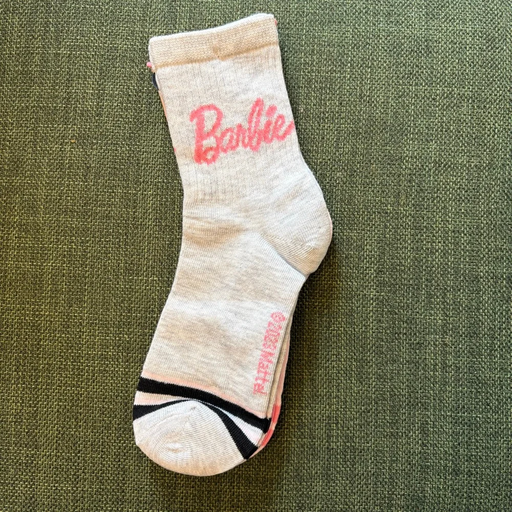 Barbie Mid-Crew Socks 2 Pair Set NWT Pink & Gray